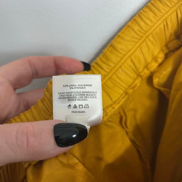 Express High Waisted Linen Blend Pull On Wide Leg Pant Women’s Size Small Yellow - Picture 9 of 10